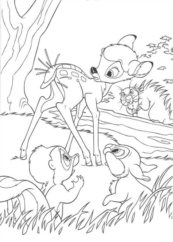 Print Bambi met stekels in zijn kont kleurplaat